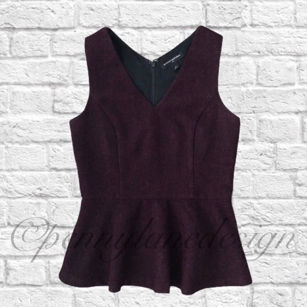Banana Republic Burgundy Peplum Top